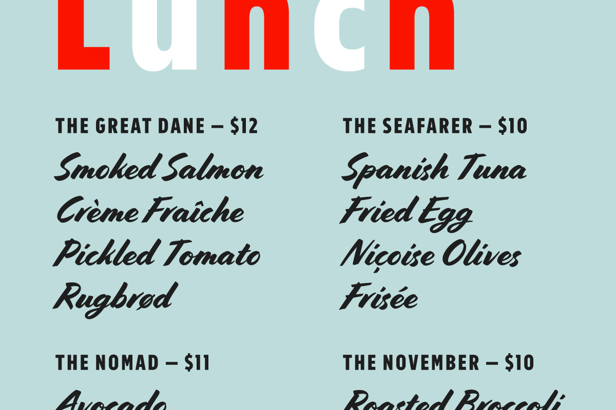 Cortado Lunch Menu